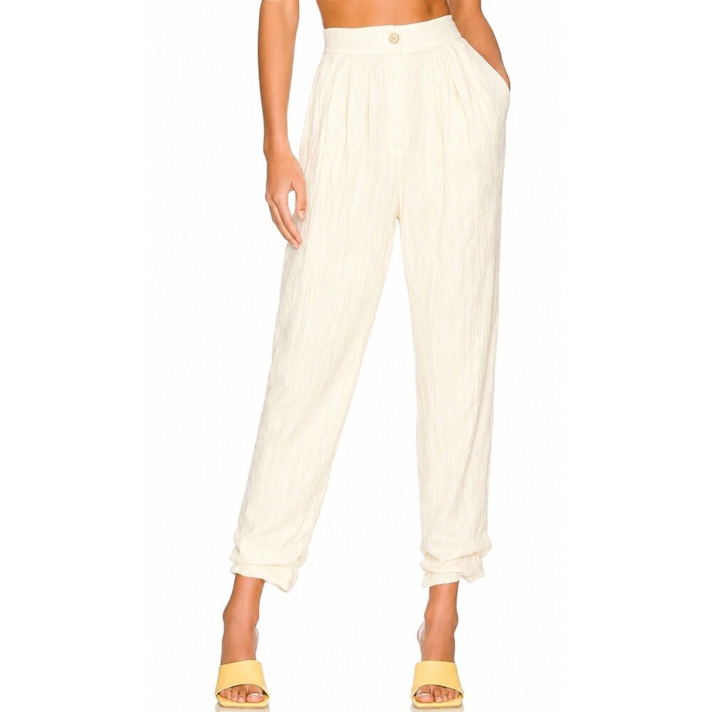 Majorelle Women Fayette Crinkle Ankle Pants White Patch Pockets Quiet Luxury